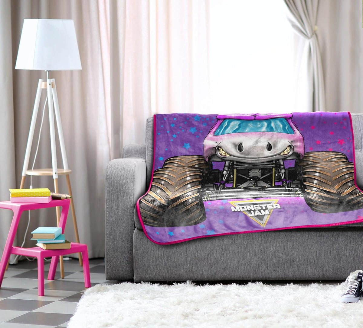 Monster Jam Sparkle Smash Monster Truck - Manta para niños, 46 x 60...