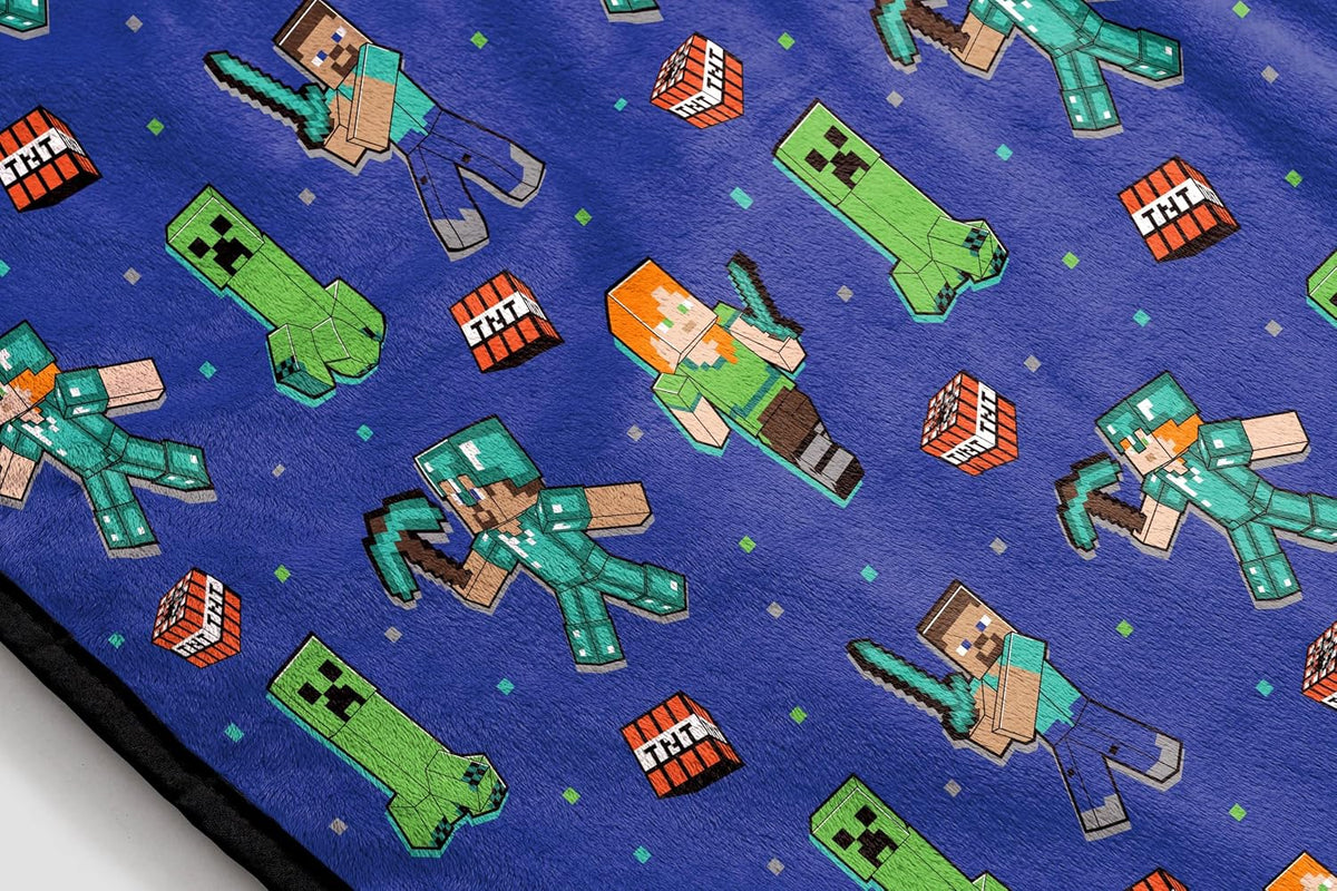 Manta de felpa Minecraft - Mide 50 x 60 pulgadas - Ropa de cama azu...