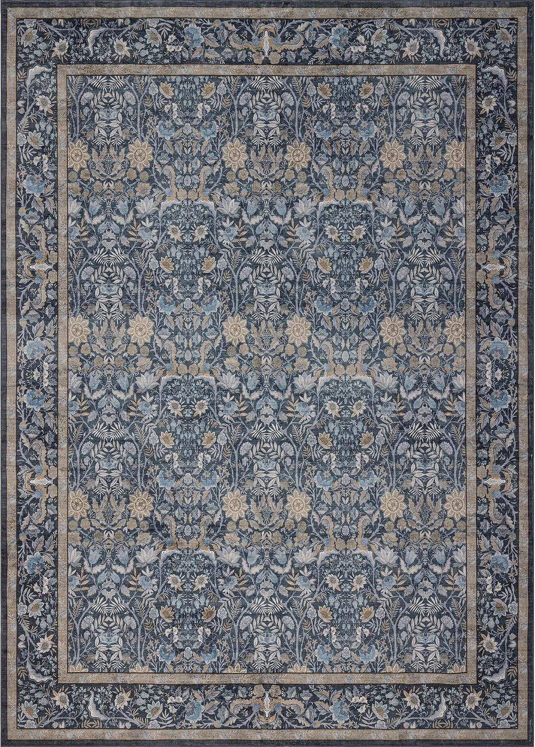 Ruicharm Alfombra lavable para sala de estar: Alfombra bohemia flor...