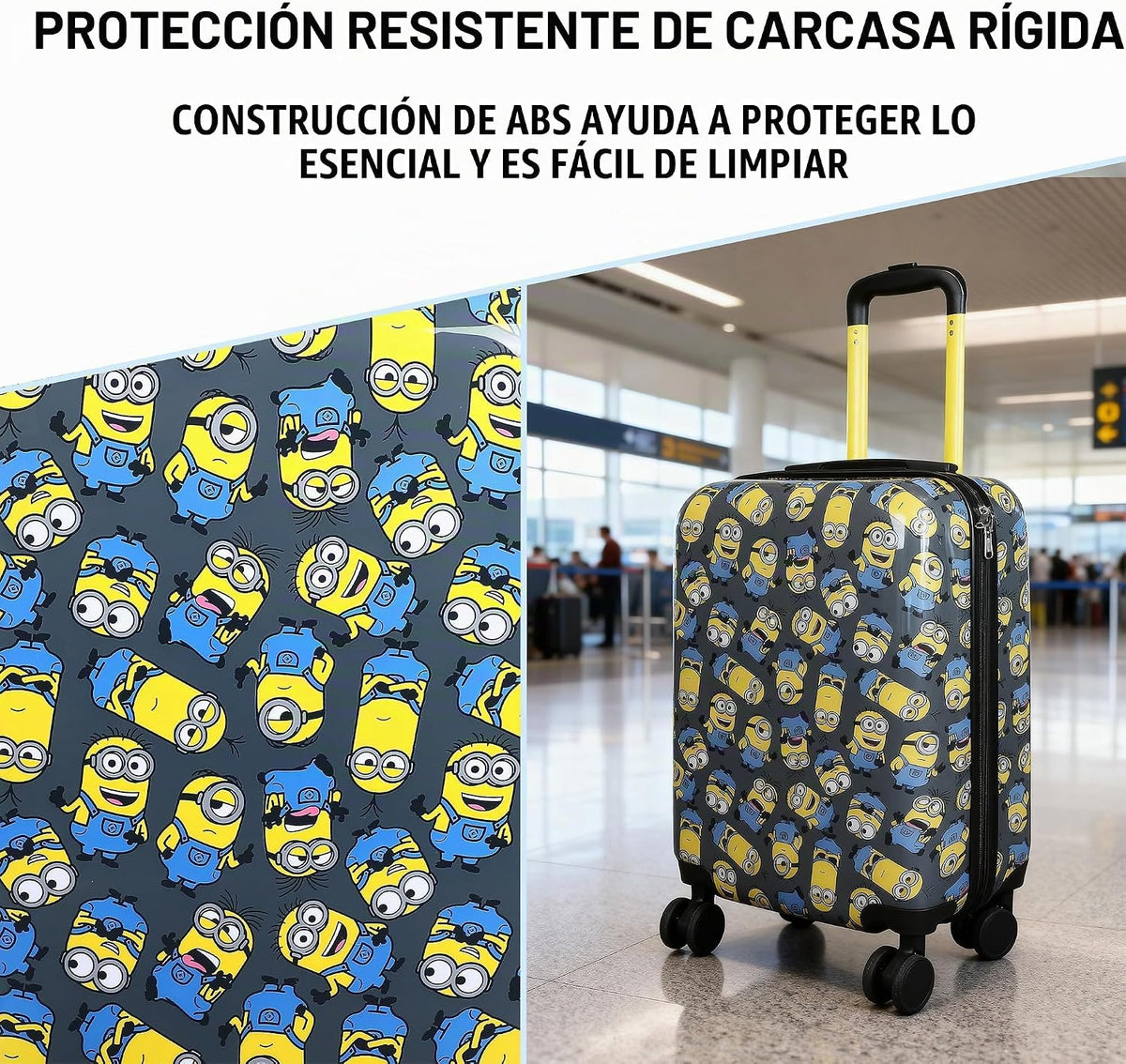 Bioworld Equipaje de mano con ruedas y asa, Colección AOP Minions,...