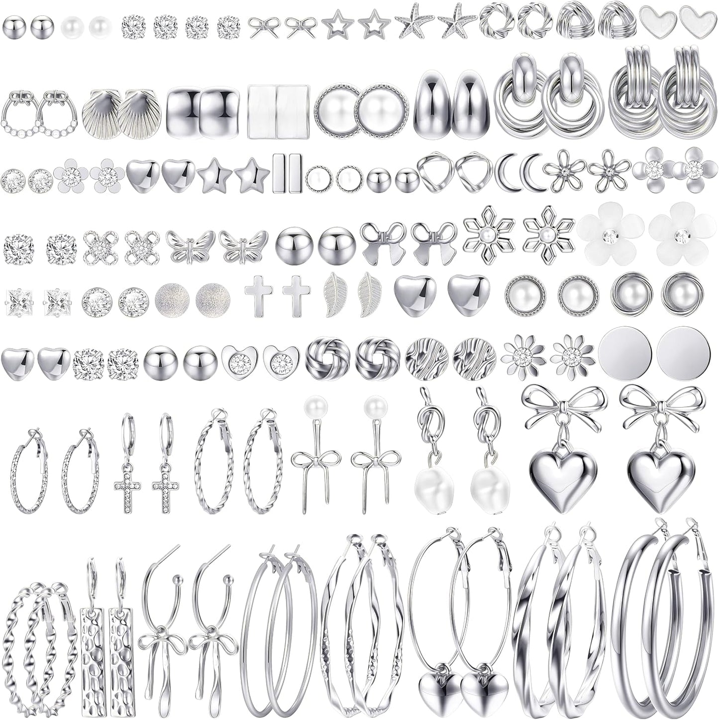 Juego de 75 Pares de Pendientes de Oro para Mujer, Pendientes de Ar...