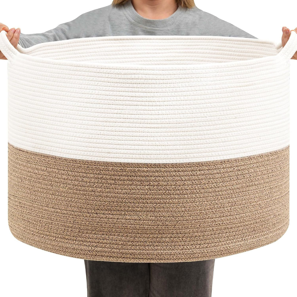 Cesta plegable para la ropa sucia con asa plegable, cuerda de algod...