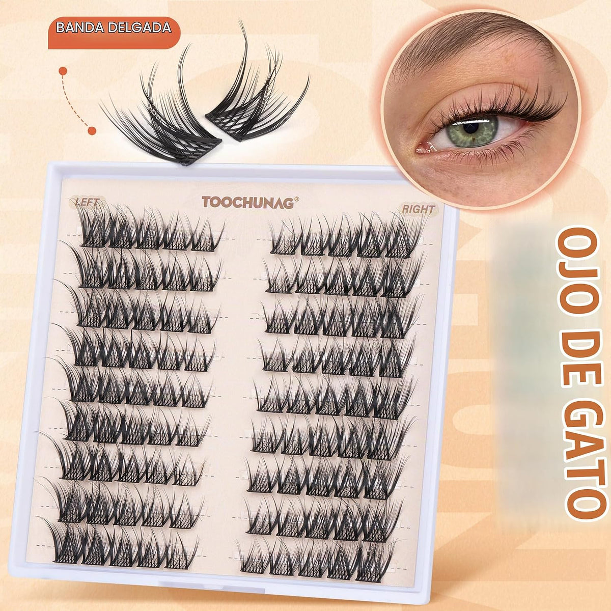 TOOCHUNAG Racimos de pestañas naturales, extensiones de pestañas in...