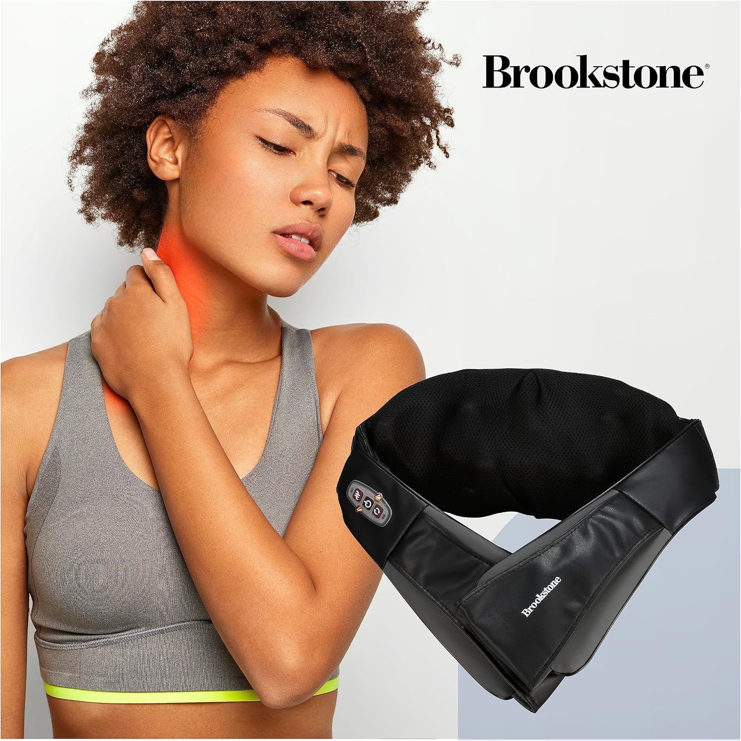Brookstone - Masajeador de cuello y hombros Shiatsu con calor y ama...