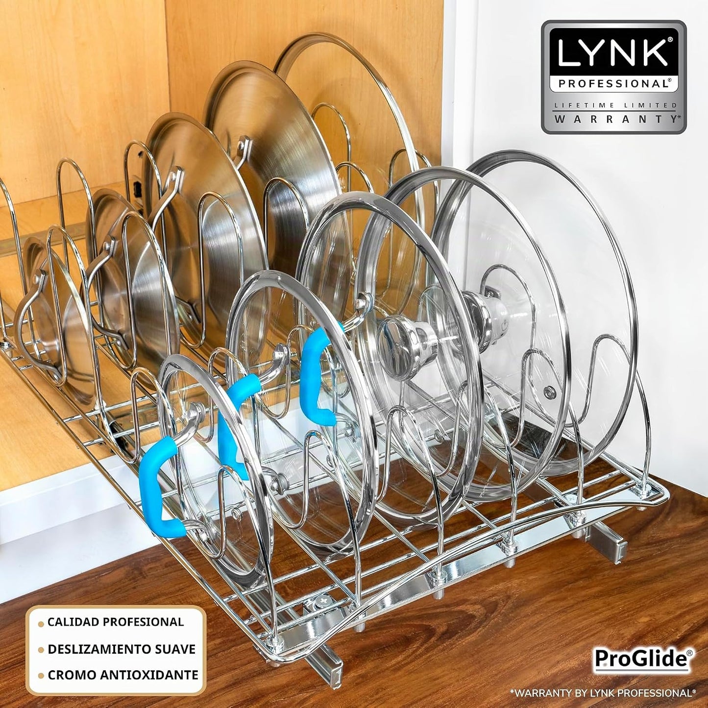 LYNK PROFESSIONAL® Organizador de tapa extraíble para olla y sartén...