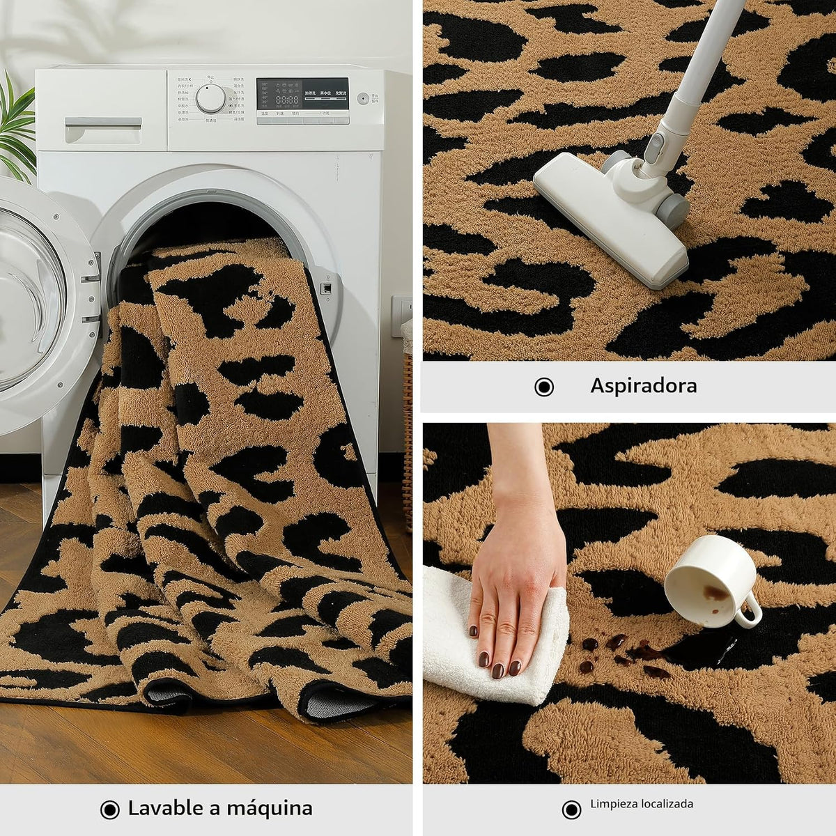 YIHOUSE Alfombras de leopardo de 5 x 7 pies, alfombra suave de felp...