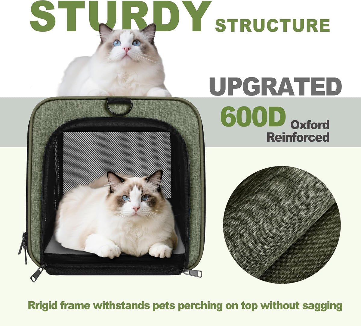 GAPZER Bolsa de transporte mediana para gatos, ligera, de lados sua...