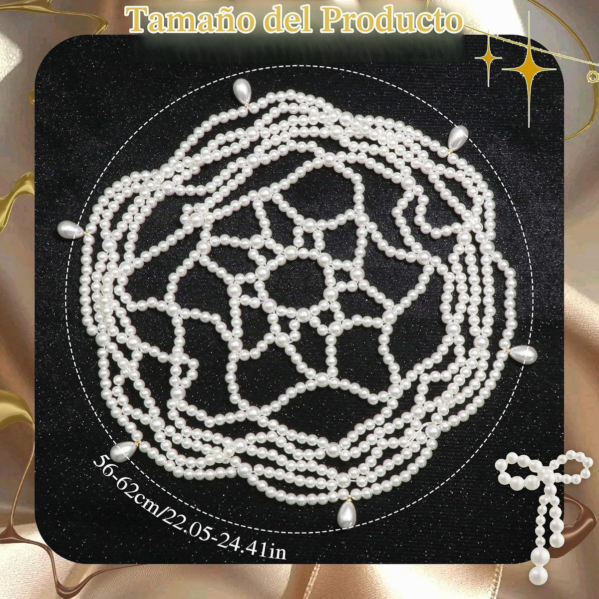 NAISKA Cadena de cabeza de perlas de malla de los años 20, tocados...