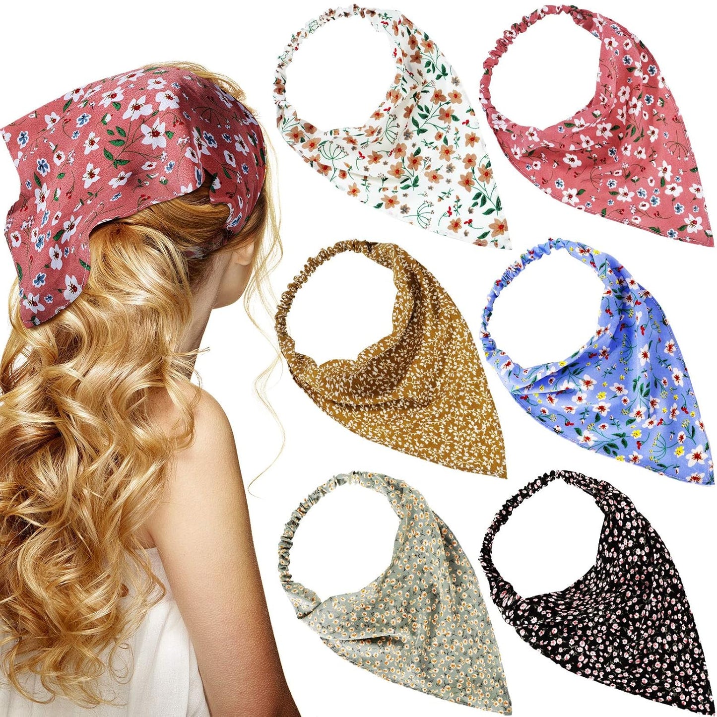 Syhood 6 piezas de pañuelos para el cabello floral para mujer y niñ...
