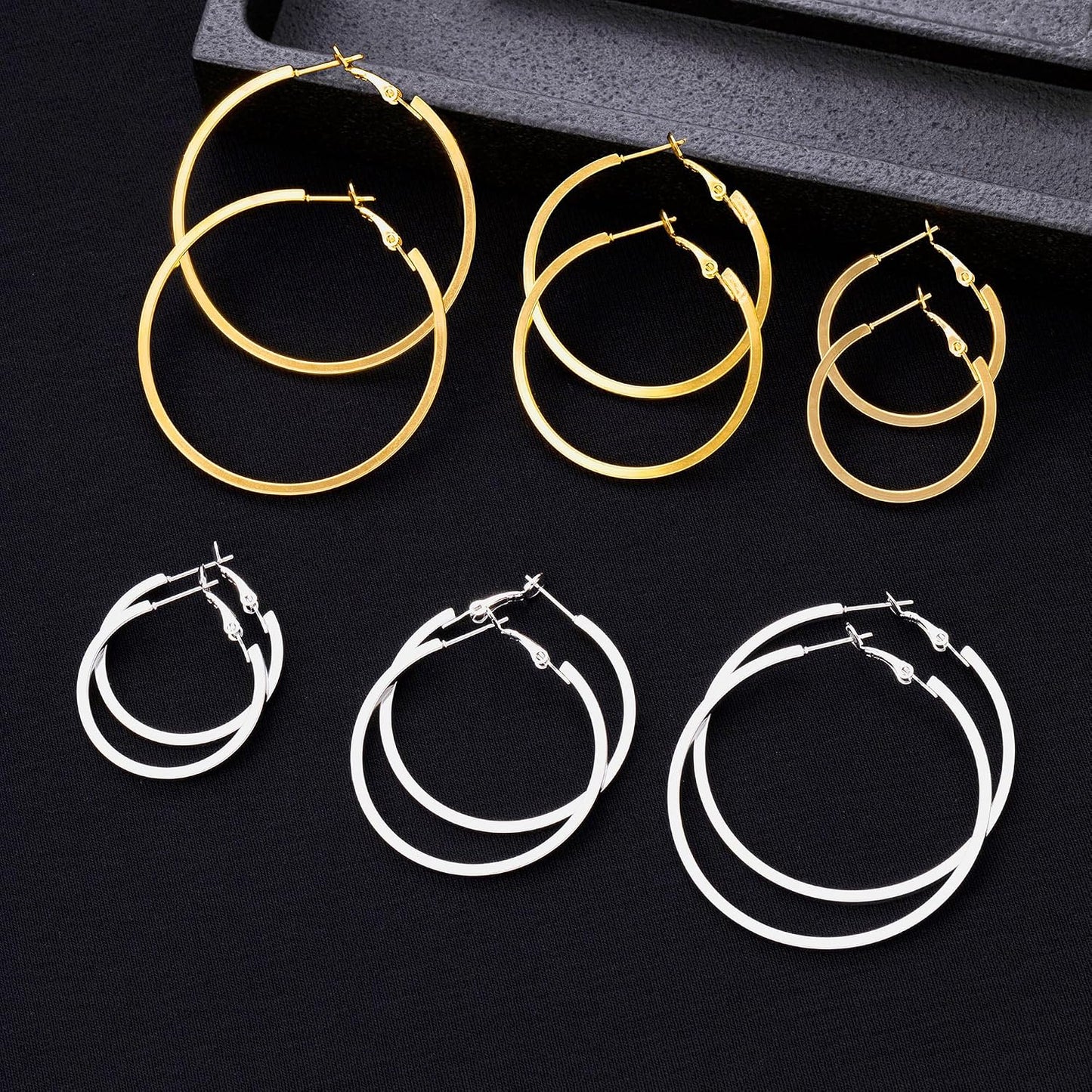 5\/12 Pares Pendientes de Aro Chapados en Oro y Plata para Mujer, J...