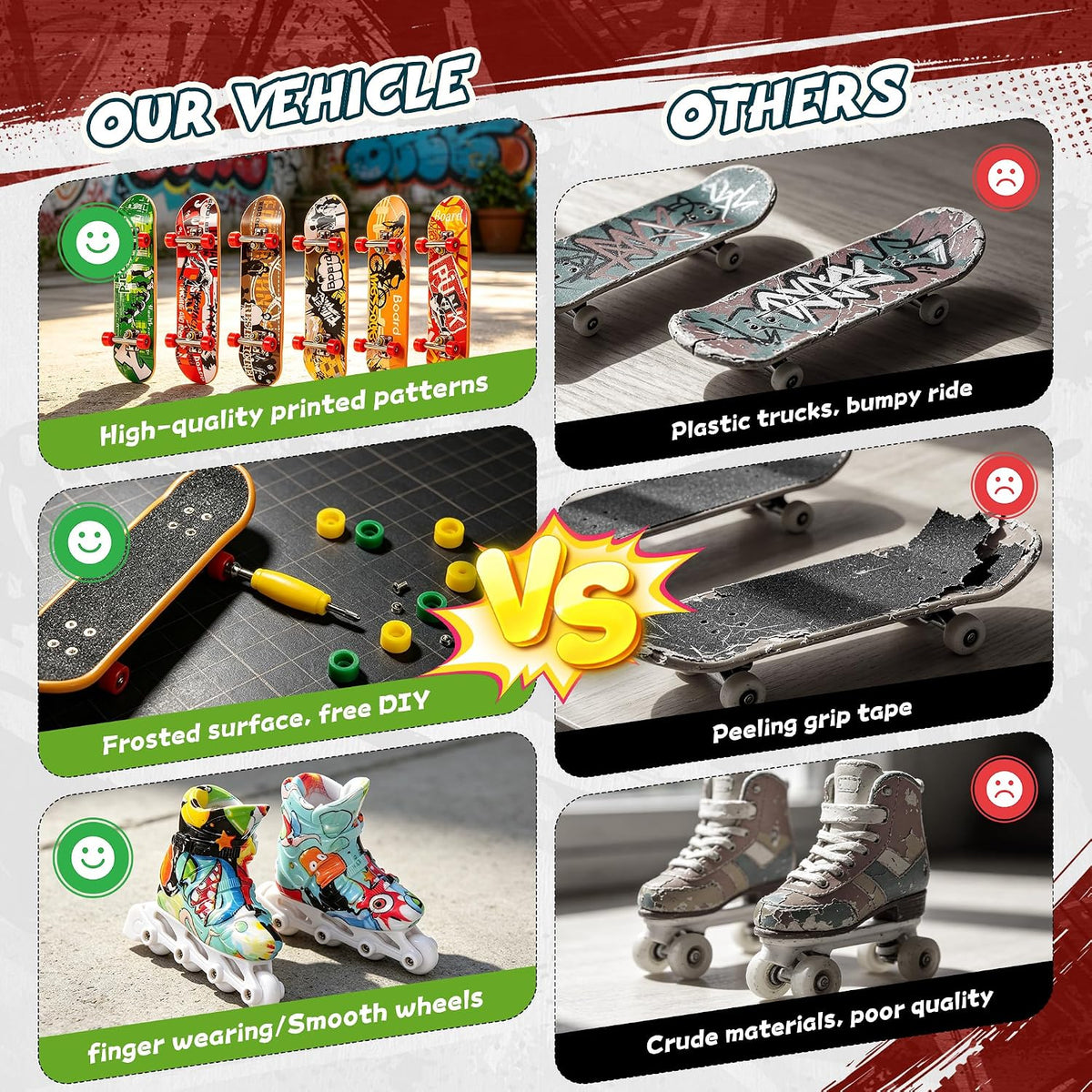 RNGODO Kit de parque de patinetas para niños, 14 en 1, mini rampa d...