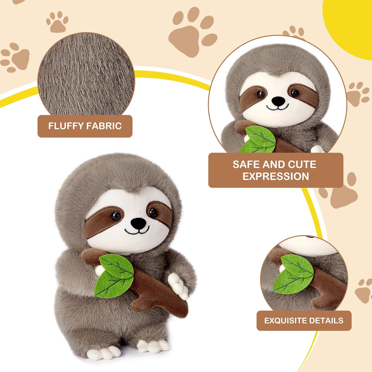 Riverwar Juguete de peluche de perezoso, 9 pulgadas, lindo y suave,...