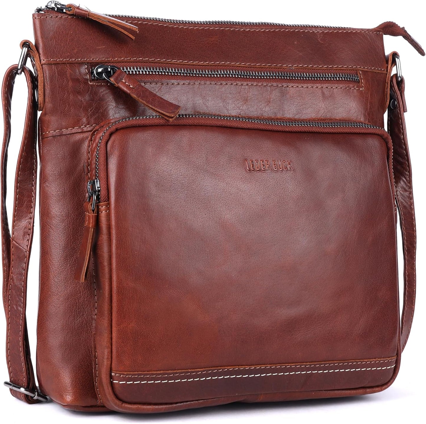LEDERBUCK Olga - Bolso bandolera extragrande de piel auténtica para...