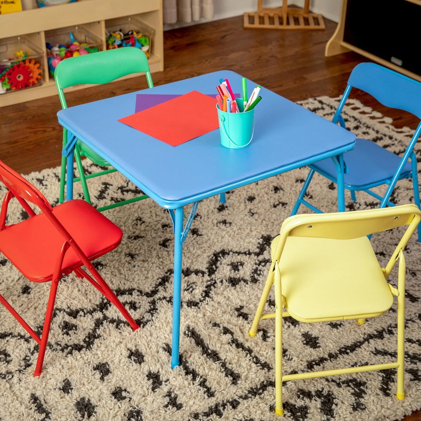 Flash Furniture - Juego de mesa y sillas plegables de 5 piezas Mind...