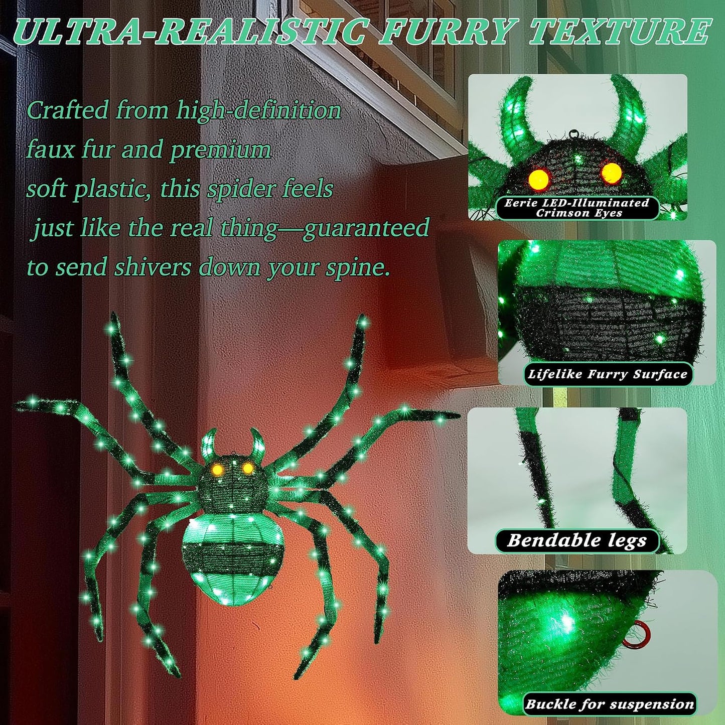 1 unidad: araña gigante de 4.6 pies, decoración de Halloween para e...