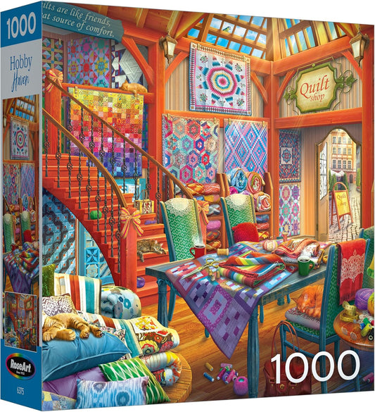 RoseArt Hobby Haven Quilt Shop - Rompecabezas de 1000 piezas | 19.2...