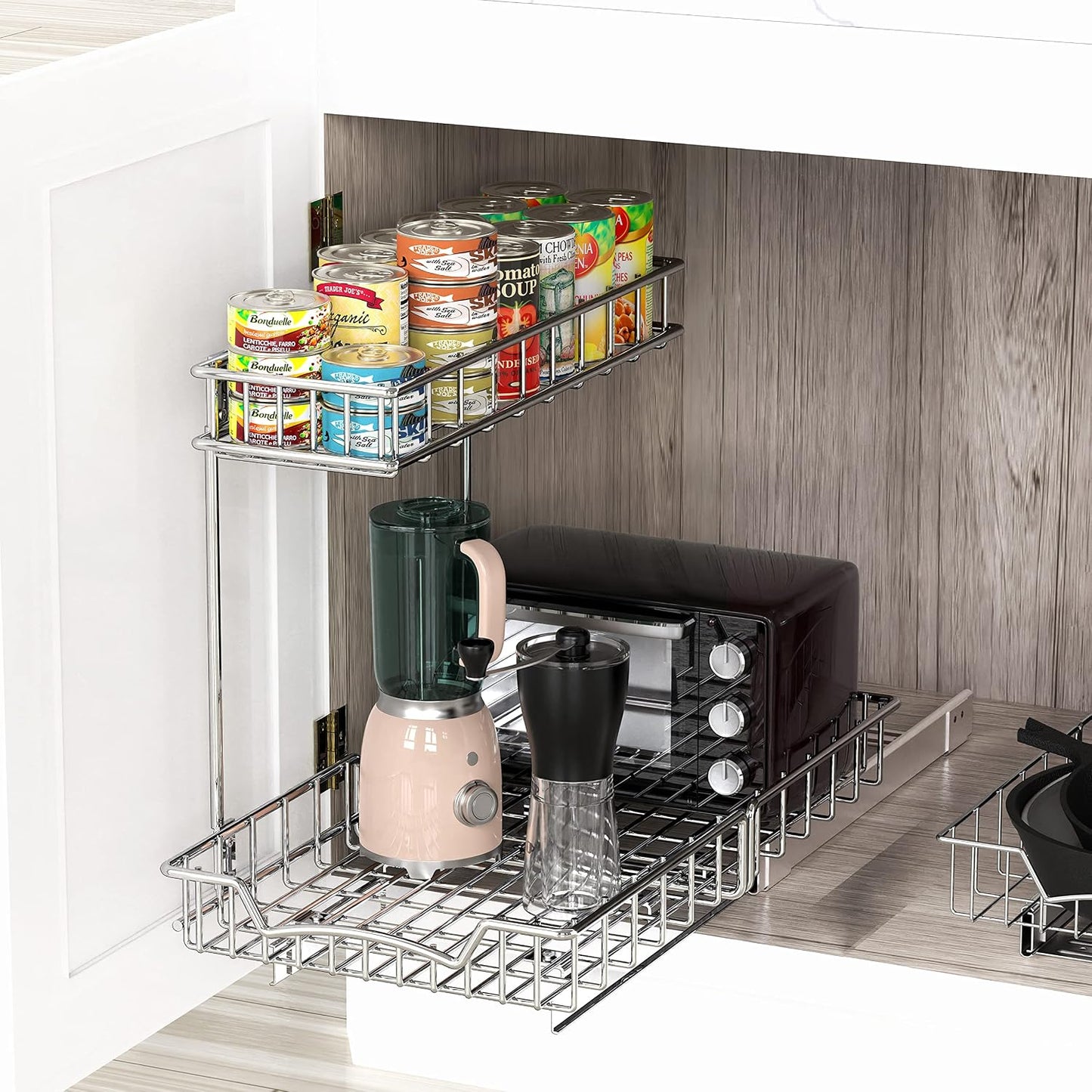 Simple Houseware Estante deslizante extraíble de 2 niveles (L+M) pa...