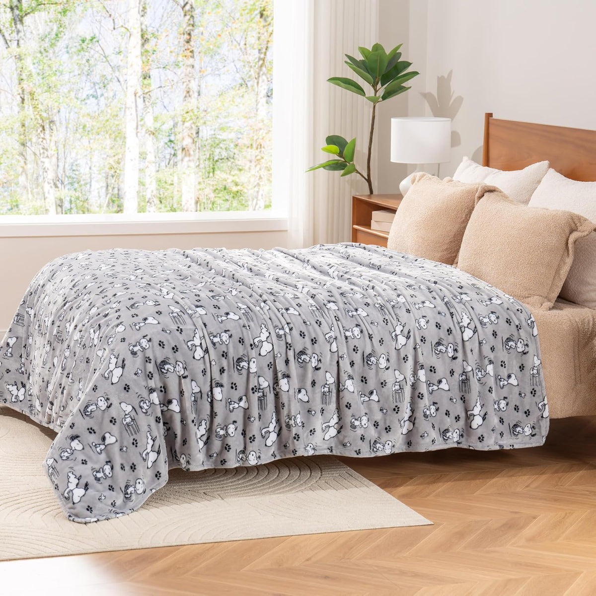 Berkshire Blanket Manta de Snoopy® de terciopelo VelvetLoft® de Pea...