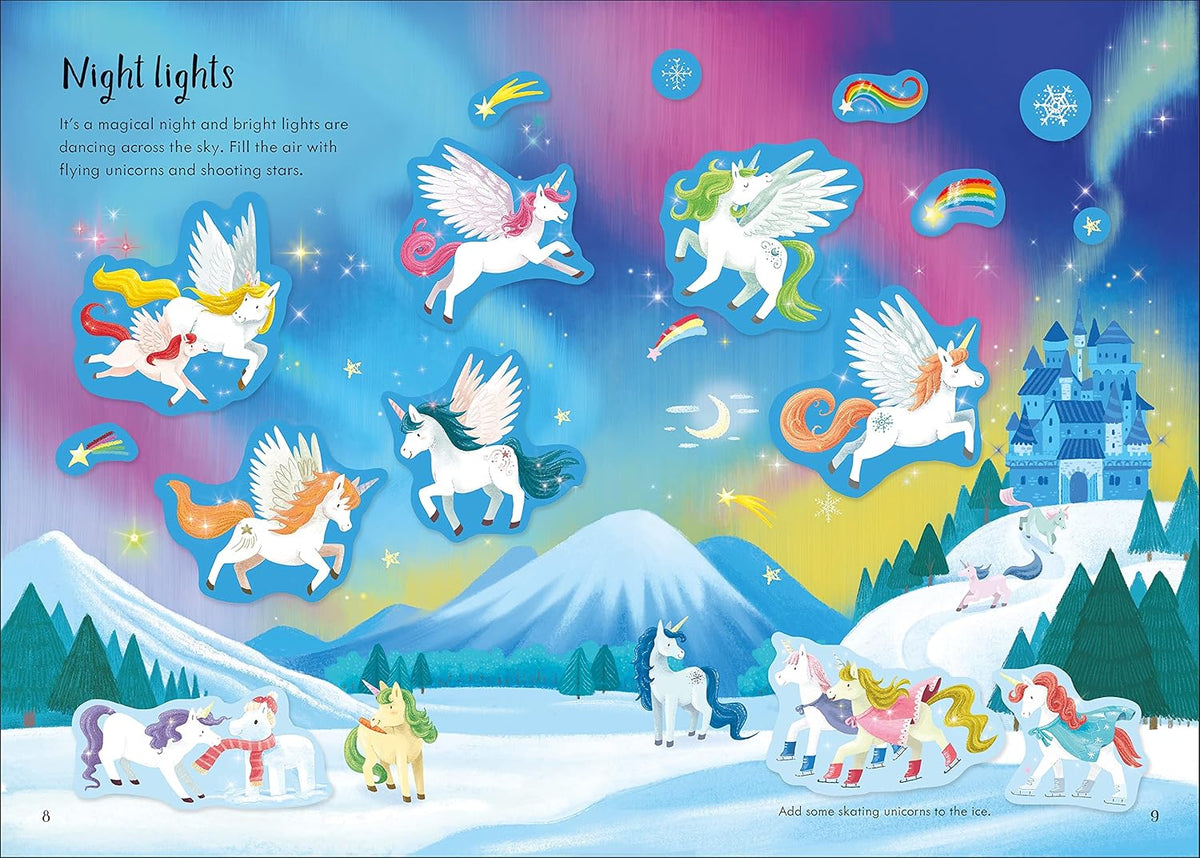 Libro de pegatinas de unicornios brillantes: actividad interactiva...