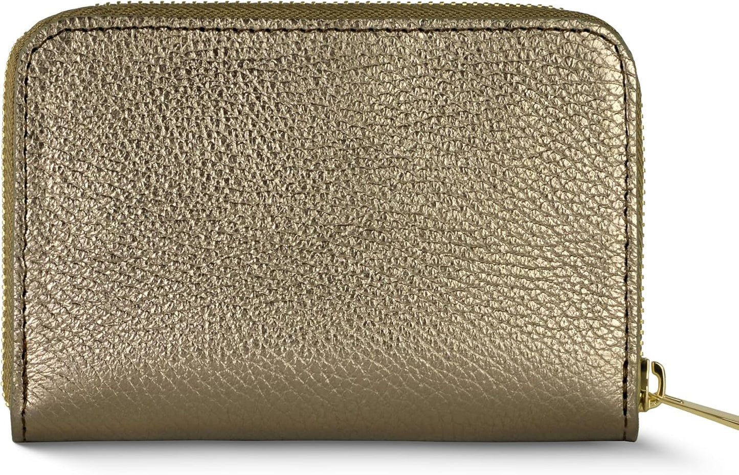 TAKEASY Cartera italiana de cuero metálico genuino para mujer con c...