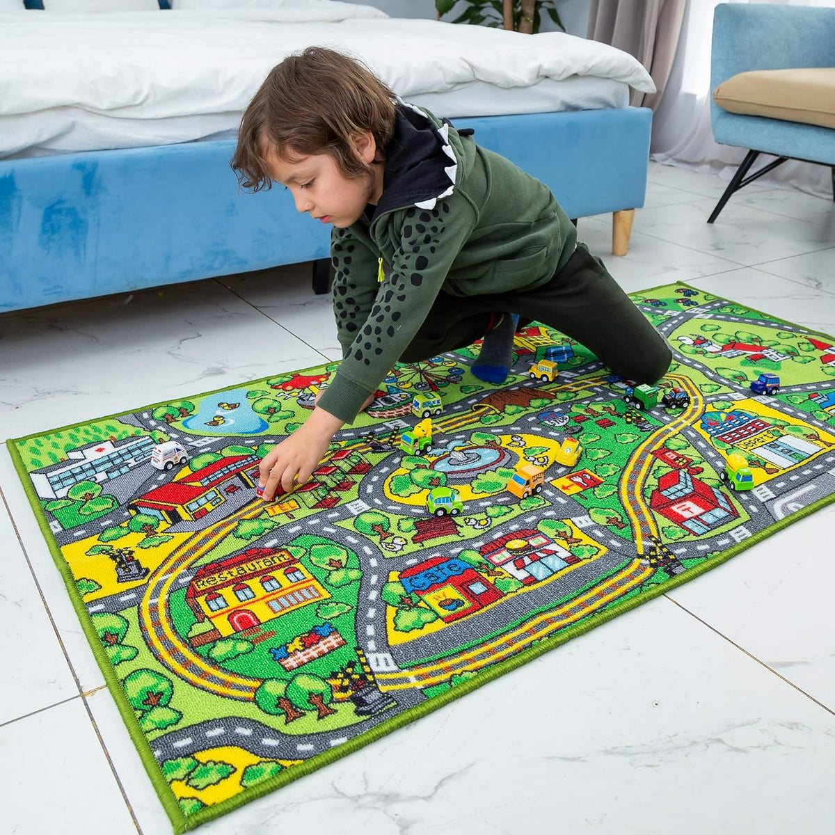 JOYIN Alfombra de Juego con 12 Coches de Vehículos de Retroceso par...