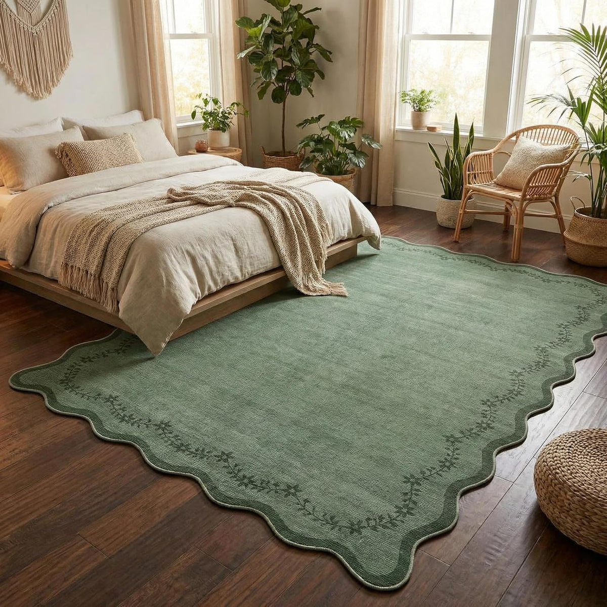 GarveeHome Alfombras de área con bordes ondulados de 8 x 10 pulgada...