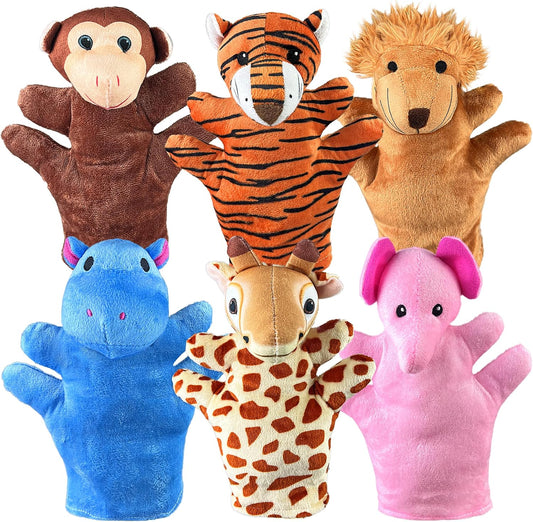 Juego de marionetas de mano de 6 piezas de marionetas de peluche an...