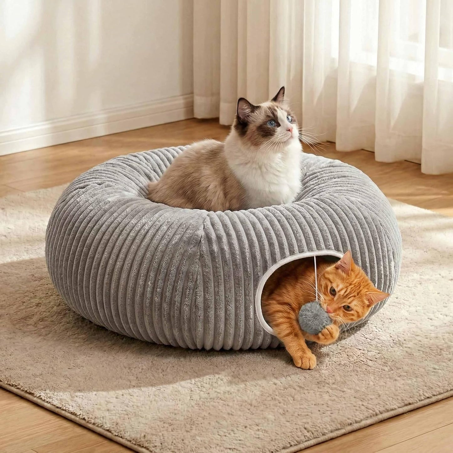 MOYMO Cama tipo Túnel para Gatos de Interior, Cama tipo Cueva de Ga...