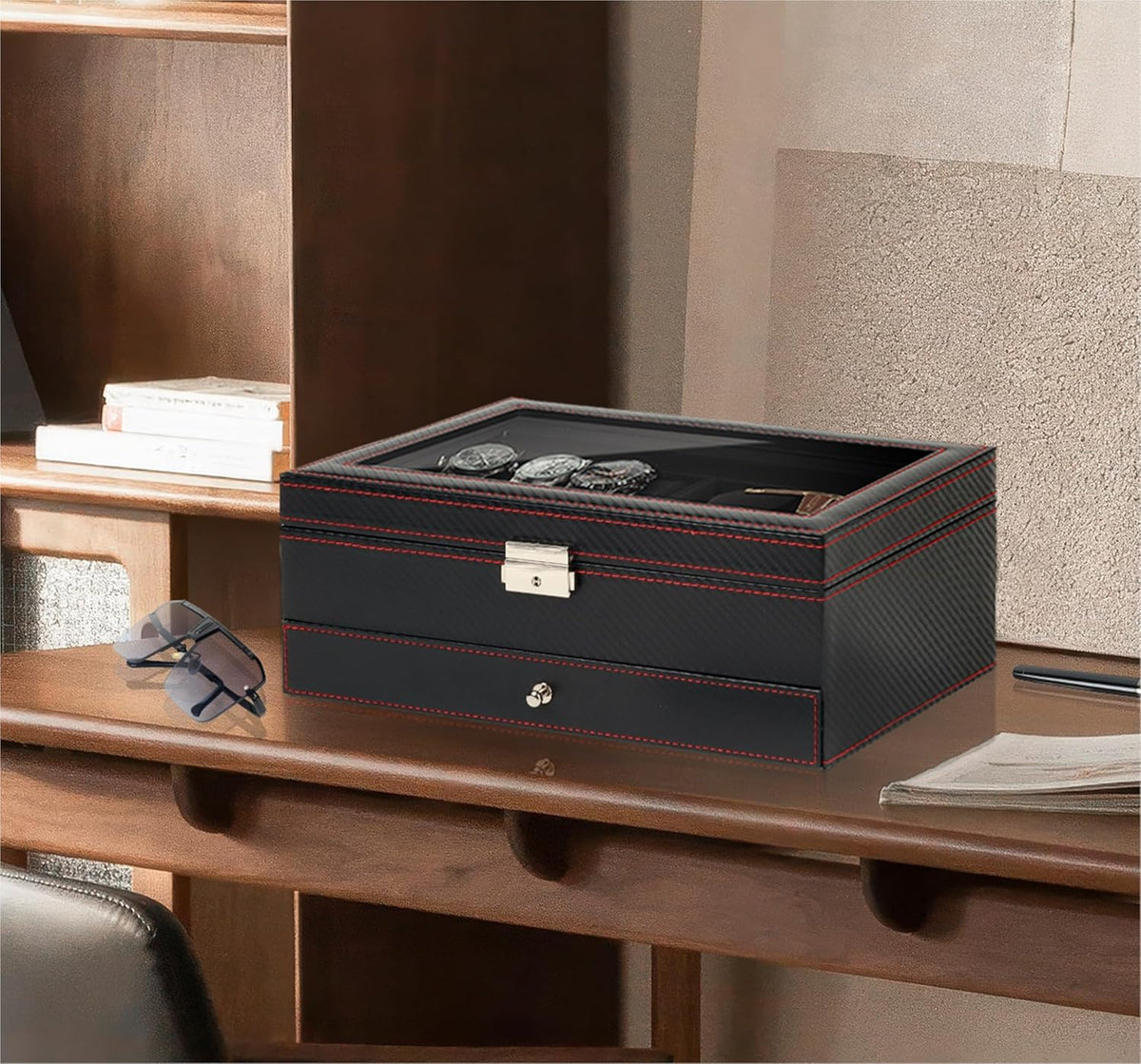 Kukikan Caja Organizadora de Joyería para Relojes, Estuche para Rel...