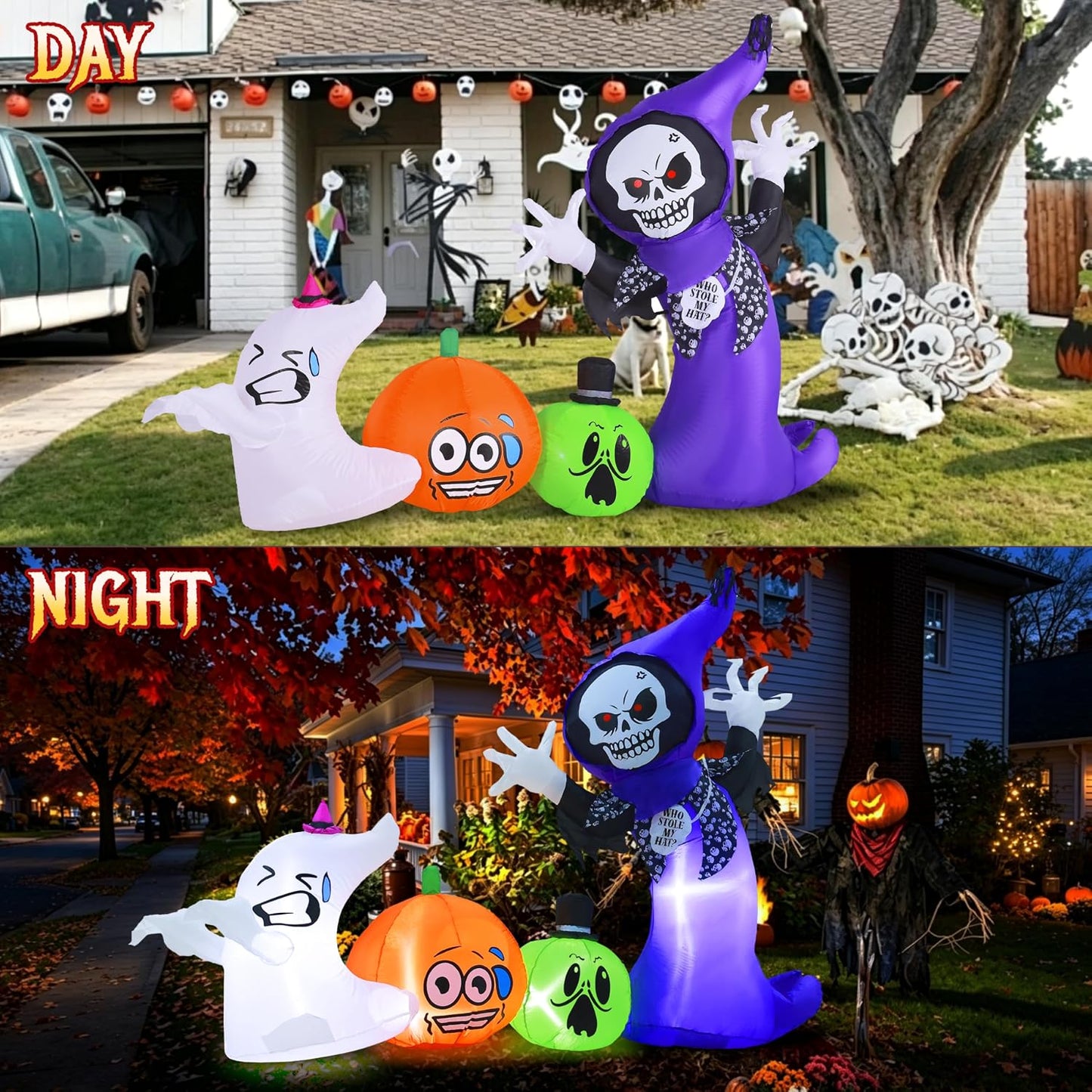 Inflables de Halloween de 8 pies de largo para decoraciones al aire...