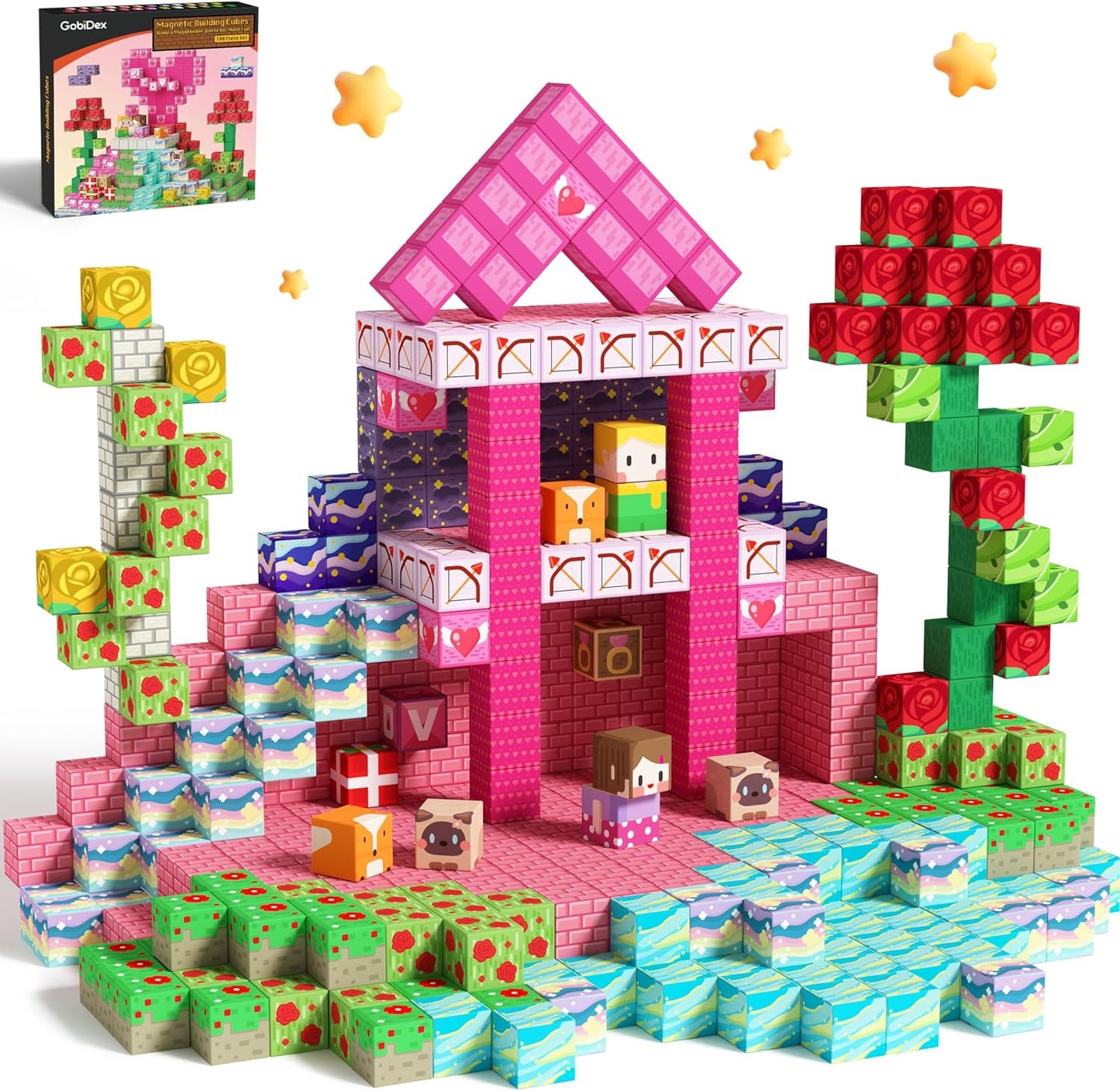 GobiDex 100 piezas de bloques magnéticos de princesa juguetes de co...