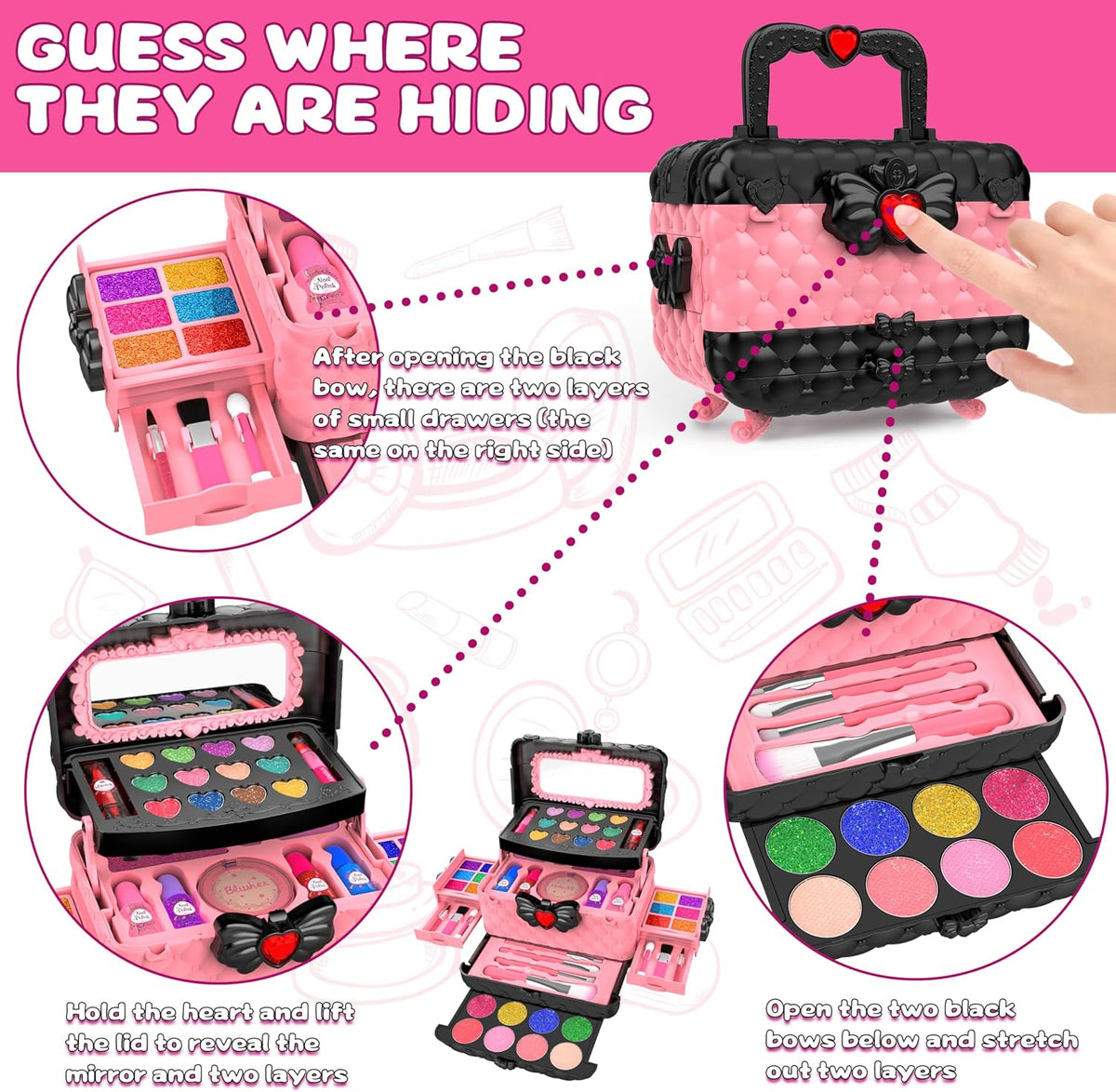 54 piezas de kit de maquillaje para niñas, juego de cosméticos lava...