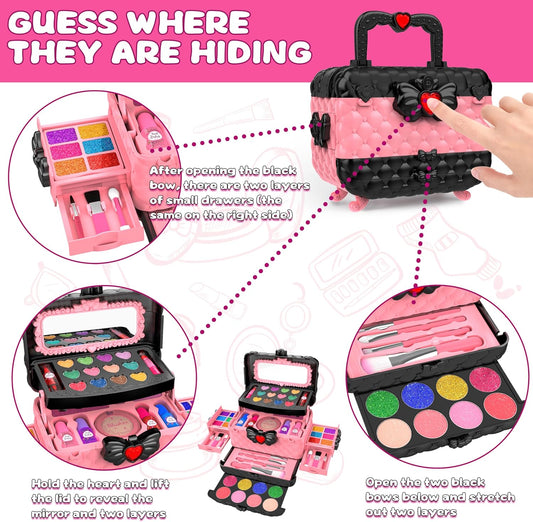 54 piezas de kit de maquillaje para niñas, juego de cosméticos lava...