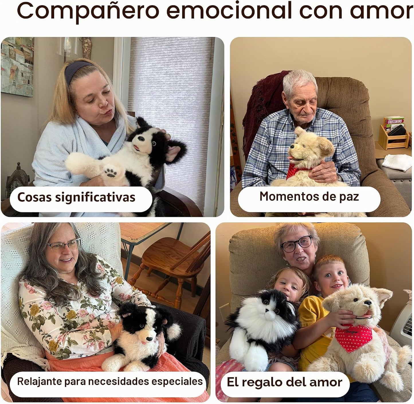 Chongker Perro robot de compañía interactivo, animales de peluche c...