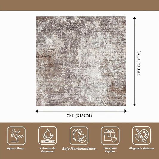 Alfombra cuadrada lavable de 7 x 7, antideslizante, suave, para int...