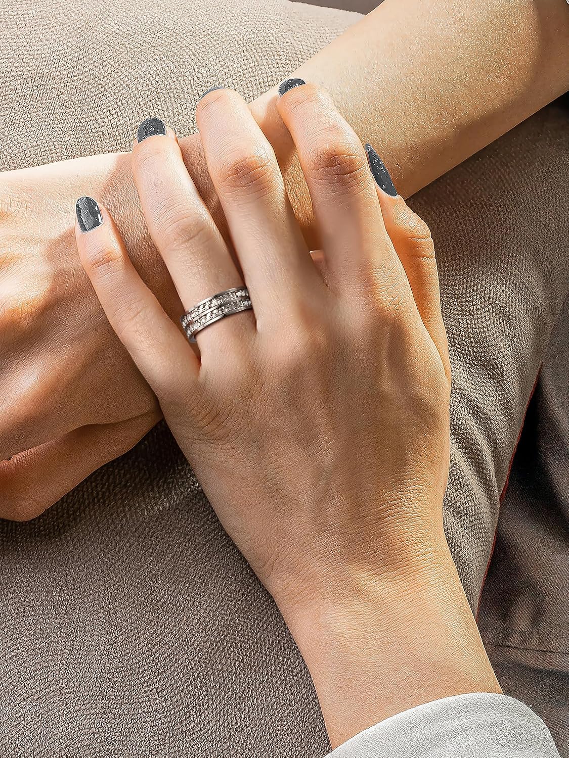 ZDZM Anillo de banda de circonita cúbica deslumbrante para mujeres,...