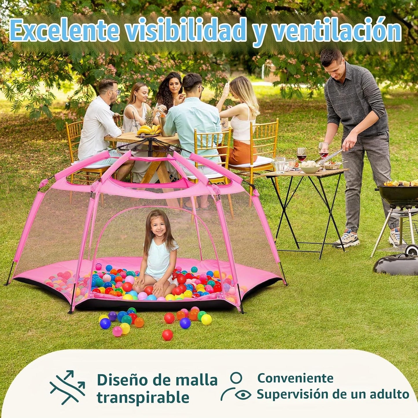 Alvantor® Corralito Pop Up de 84 x 84 x 44 pulgadas portátil para b...