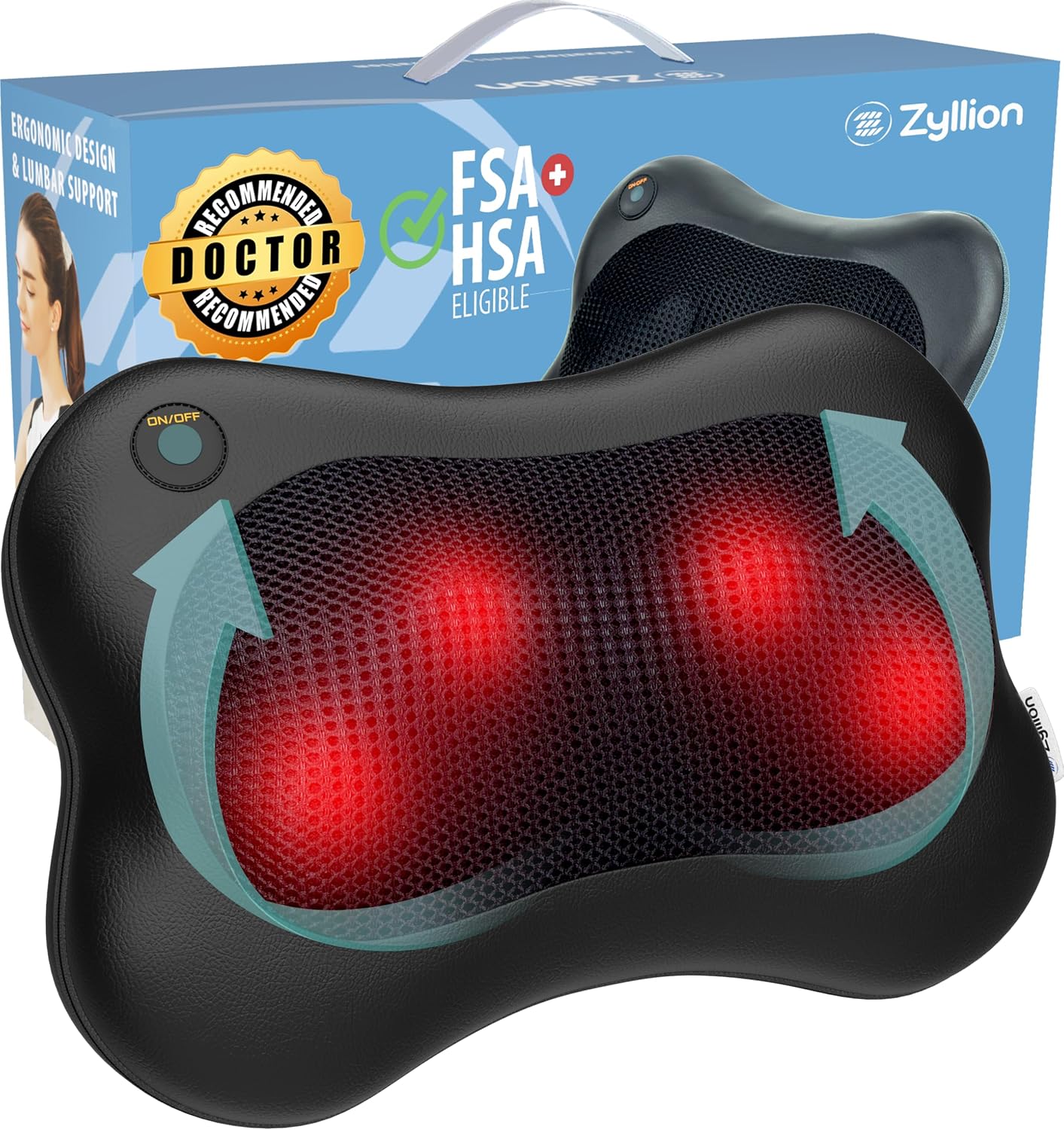 Zyllion ZMA-13 Masajeador de espalda y cuello con calor para alivia...