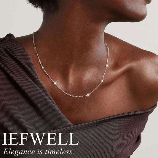 IEFWELL Collar de cadena de plata de ley 925 maciza para mujer, cad...