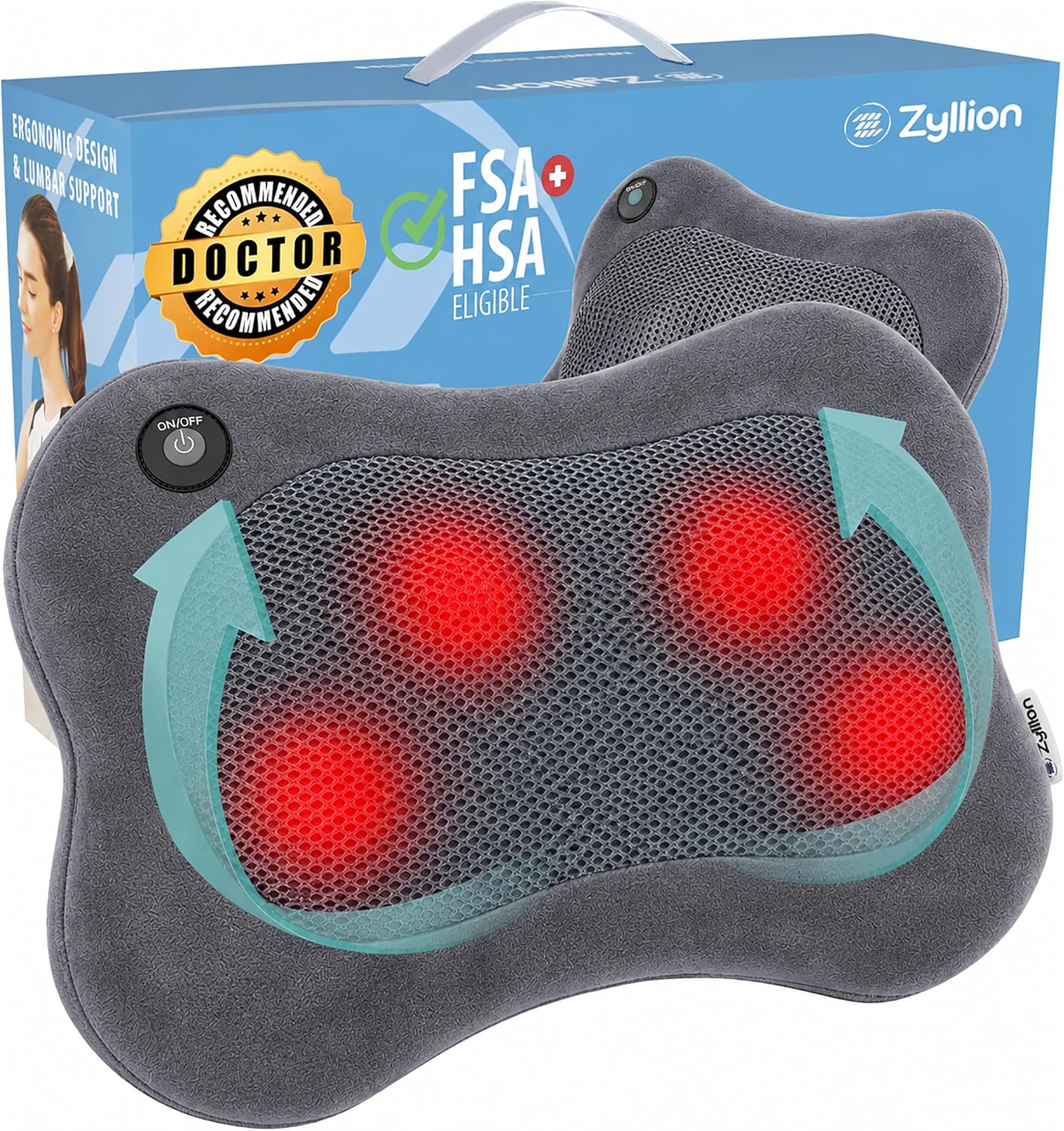 Zyllion ZMA-13 masajeador de espalda y cuello con calor para alivia...