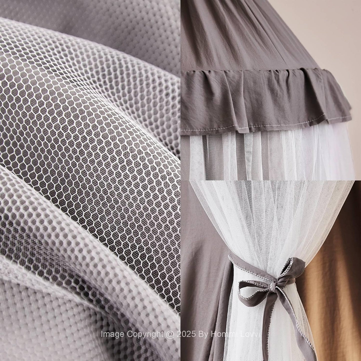 Hommi Lovvi Toldo de cama de doble capa con luces de estrella, 3 pi...