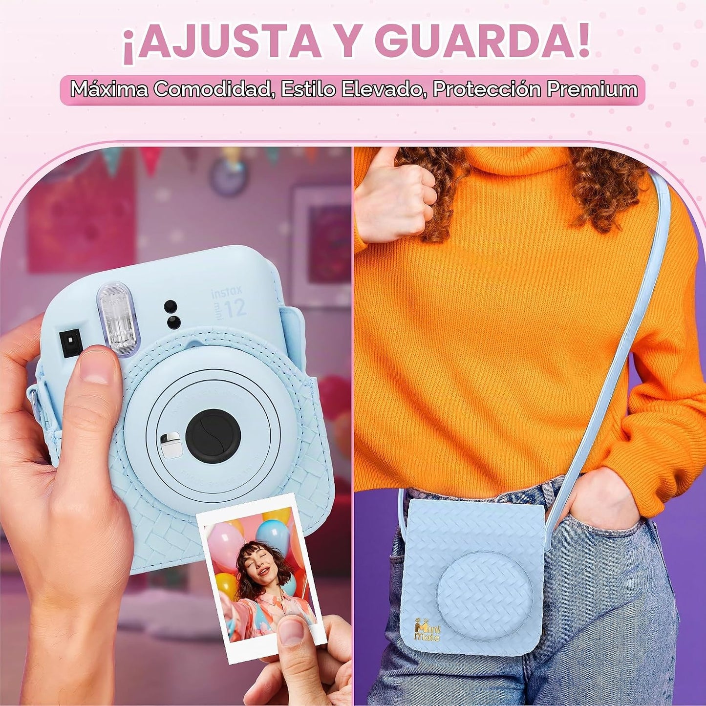 Fujifilm Cámara Instantánea Instax Mini 12 Azul Pastel + Funda Dise...