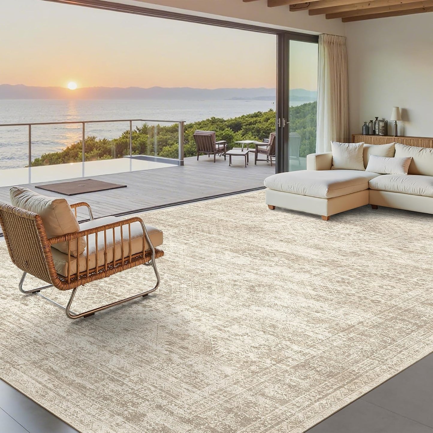 Soalmost - Alfombra lavable de 8 x 10 pies, grande, suave, color be...
