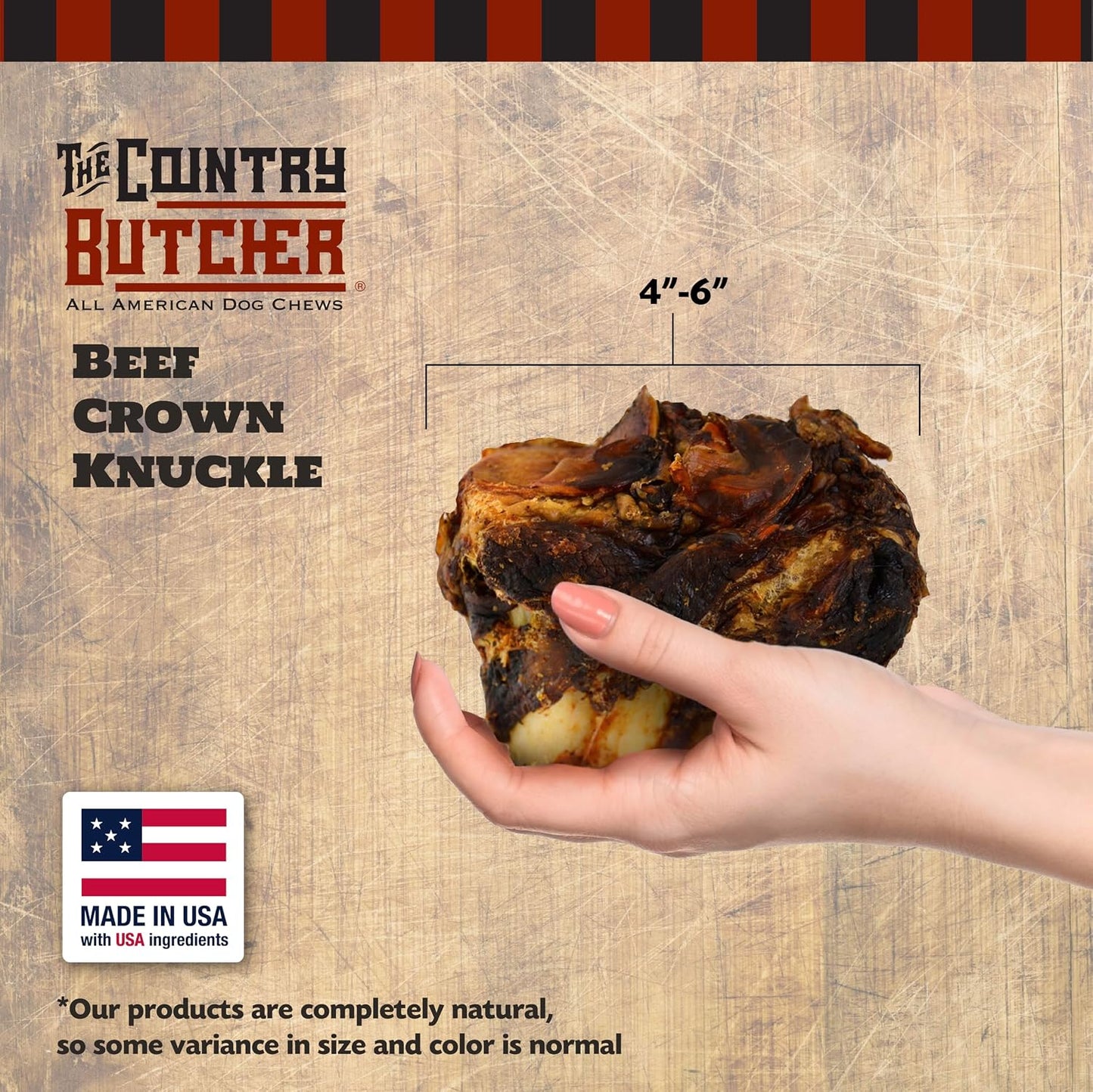 THE COUNTRY BUTCHER Crown Knuckles - Huesos de perro de carne de re...