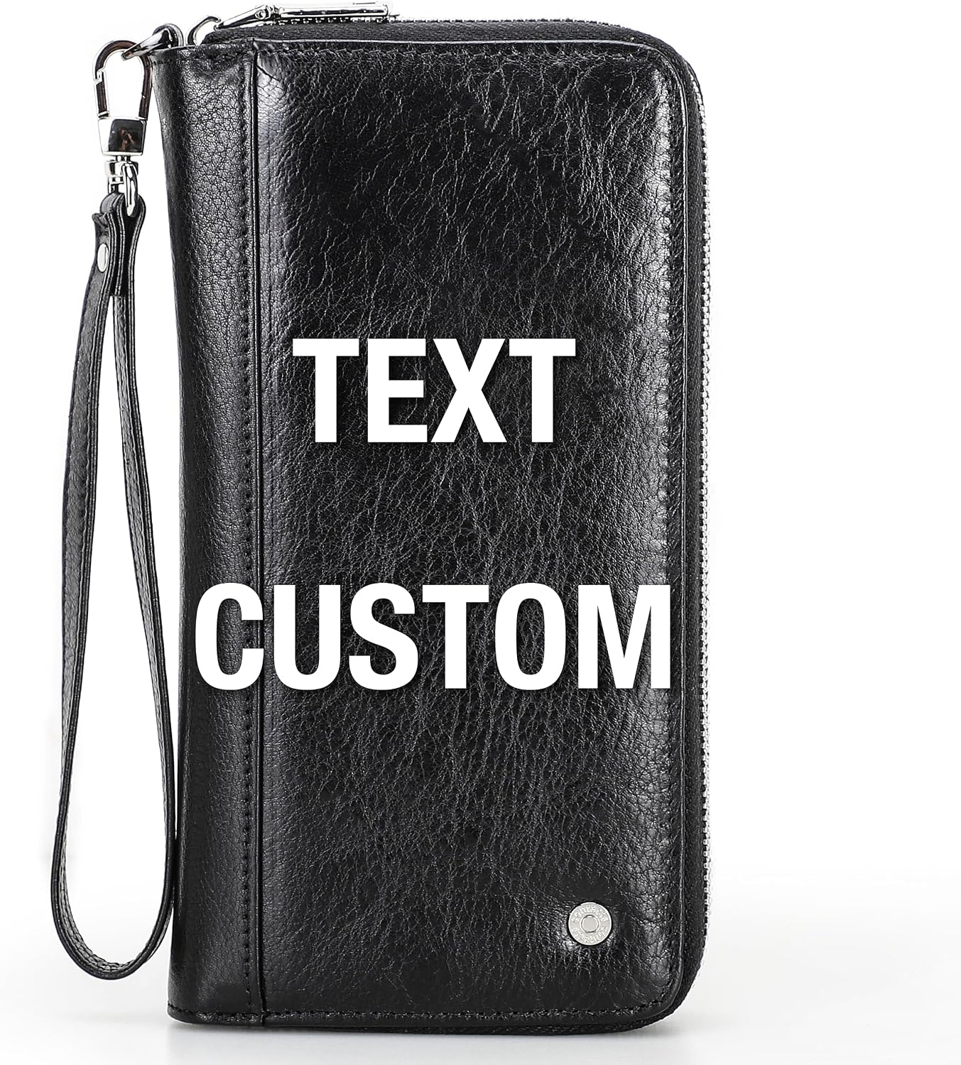 Cartera de cuero genuino de grano superior personalizable para homb...