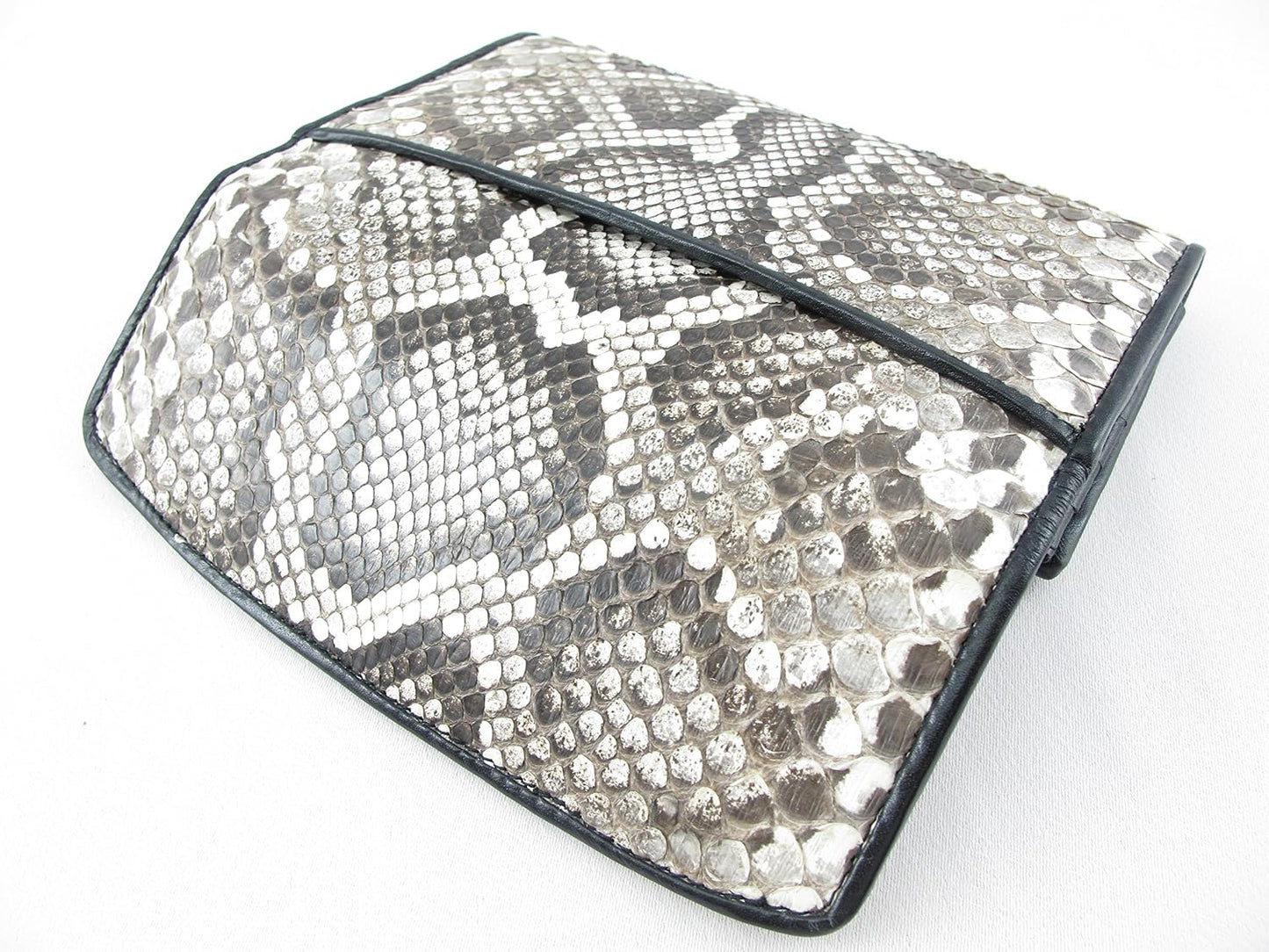 Pelgio Cartera de embrague triple de piel de serpiente de pitón aut...