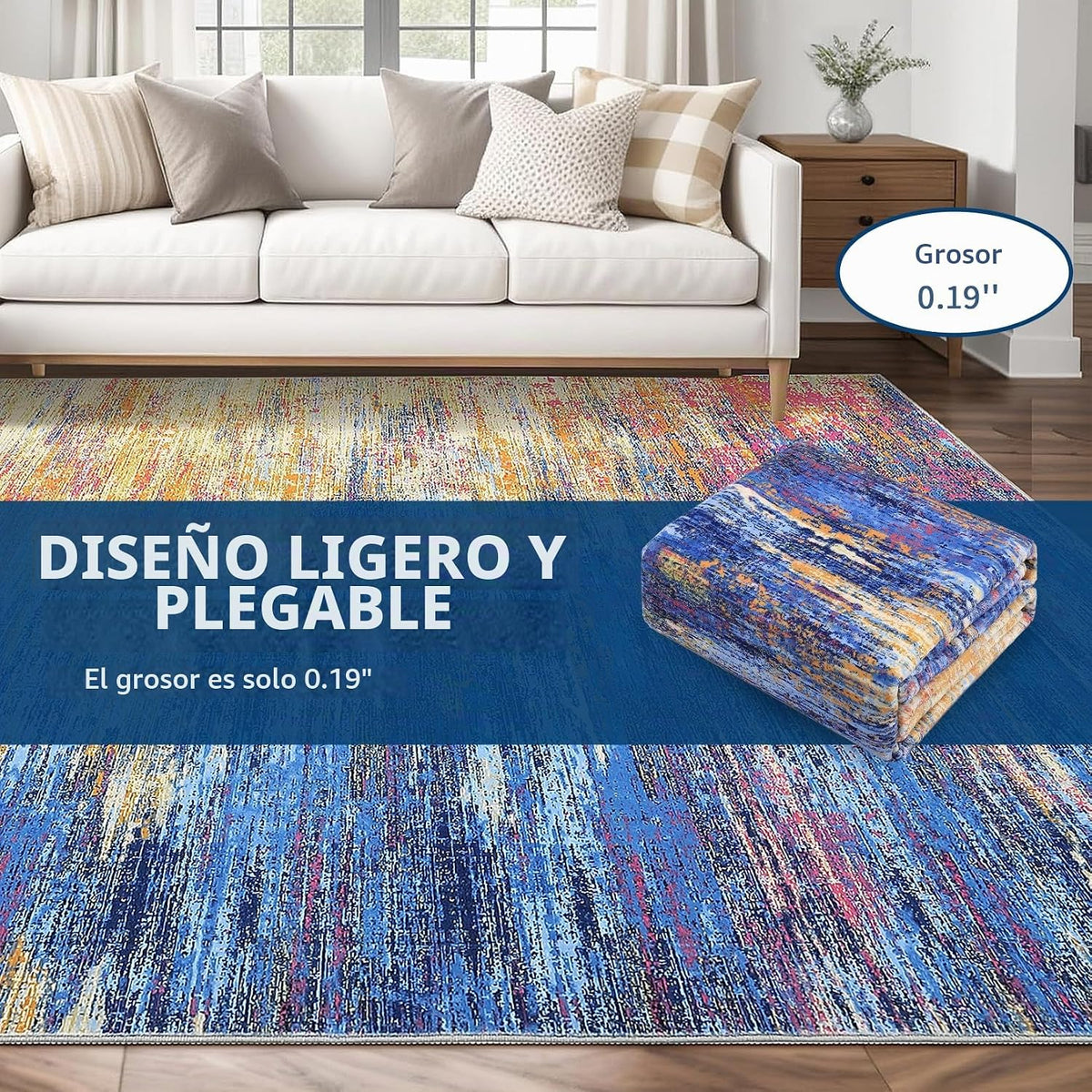 ROYHOME - Alfombra moderna y abstracta para sala de estar de 8 x 10...