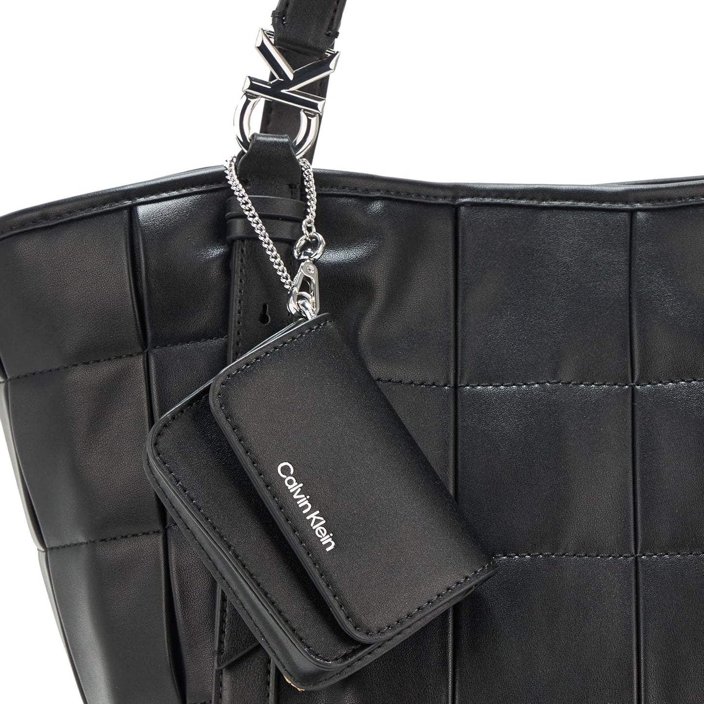 Calvin Klein Tina Shopper Tote, Negro\/Plata, Talla única