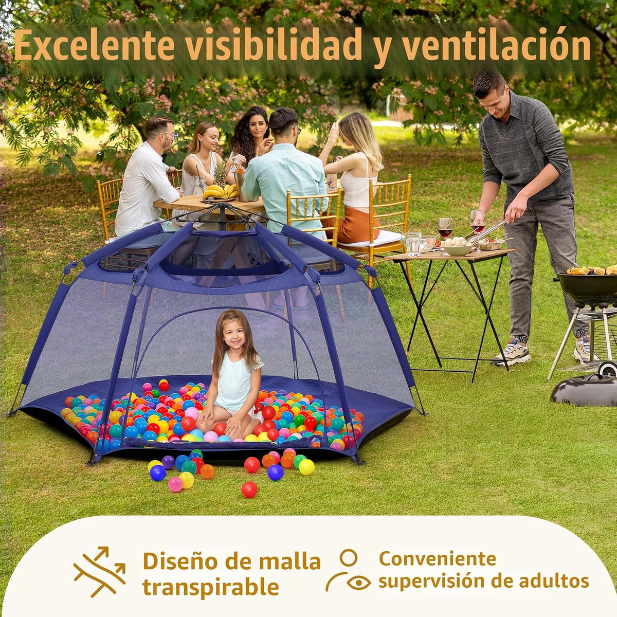 Alvantor® Corralito Pop Up de 84 x 84 x 44 pulgadas portátil para b...