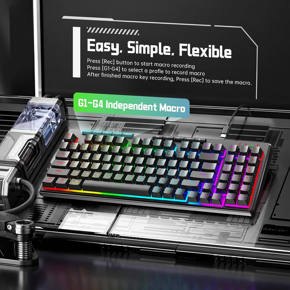 Redragon K517 Pro Teclado para juegos con cable, retroiluminación R...